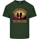 Be Nice to Hikers Funny Hiking Mountains Mens Cotton T-Shirt Tee Top Forest Green