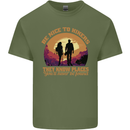 Be Nice to Hikers Funny Hiking Mountains Mens Cotton T-Shirt Tee Top Military Green