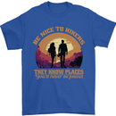 Be Nice to Hikers Funny Hiking Mountains Mens T-Shirt 100% Cotton Royal Blue
