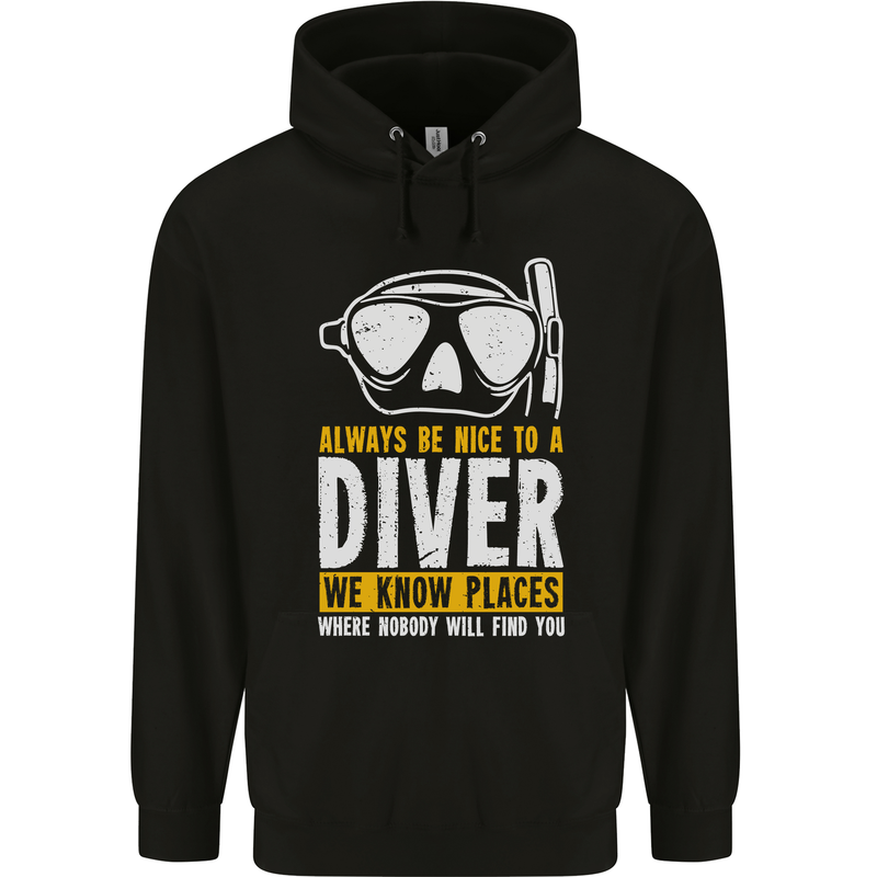 Be Nice to a Scuba Diver Funny Diving Childrens Kids Hoodie Black