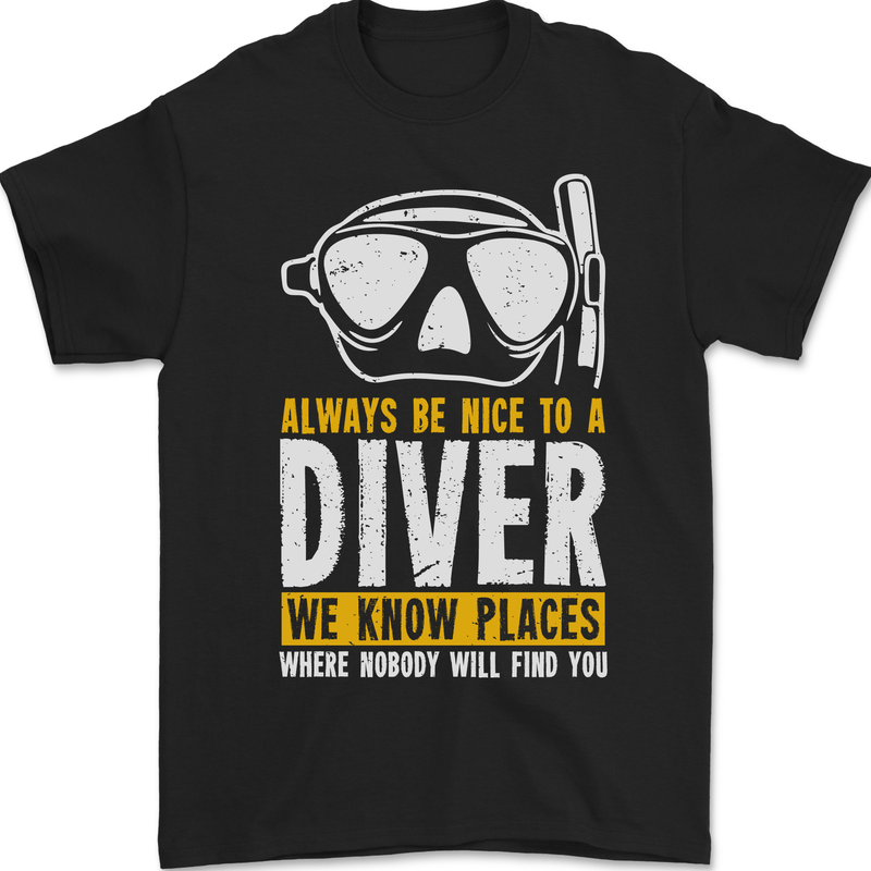Be Nice to a Scuba Diver Funny Diving Mens Gildan Cotton T-Shirt Black