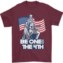 Be One With 4th of July American Independence Mens T-Shirt 100% Cotton Maroon