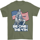 Be One With 4th of July American Independence Mens T-Shirt 100% Cotton Military Green