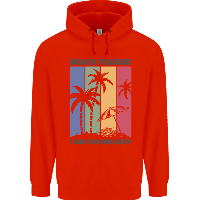 Beach Please Im on Holiday Funny Mens 80% Cotton Hoodie Bright Red