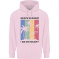 Beach Please Im on Holiday Funny Mens 80% Cotton Hoodie Light Pink