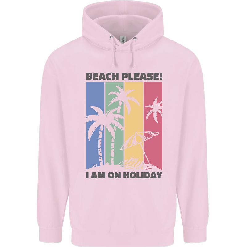 Beach Please Im on Holiday Funny Mens 80% Cotton Hoodie Light Pink