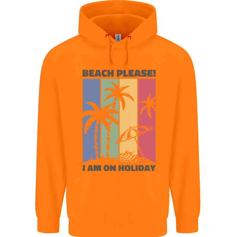 Beach Please Im on Holiday Funny Mens 80% Cotton Hoodie Orange