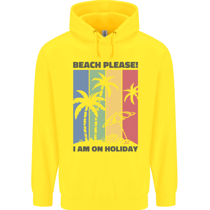 Beach Please Im on Holiday Funny Mens 80% Cotton Hoodie Yellow