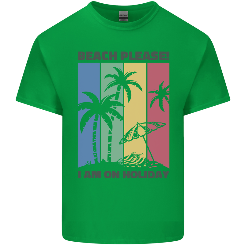 Beach Please Im on Holiday Funny Mens Cotton T-Shirt Tee Top Irish Green