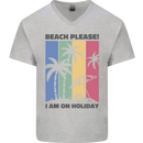Beach Please Im on Holiday Funny Mens V-Neck Cotton T-Shirt Sports Grey