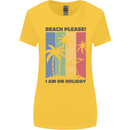 Beach Please Im on Holiday Funny Womens Wider Cut T-Shirt Yellow