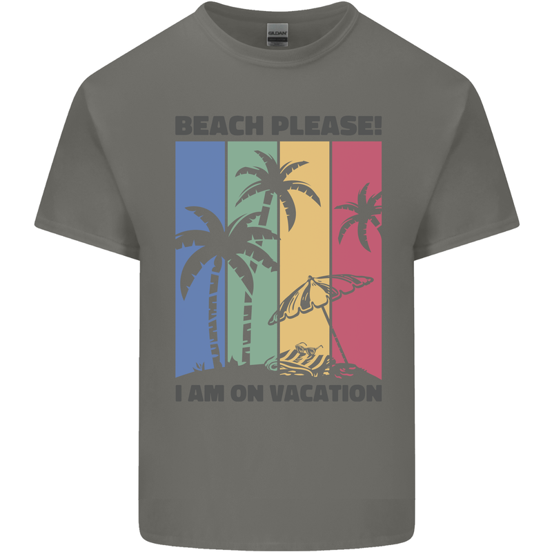 Beach Please Im on Vacation Funny Kids T-Shirt Childrens Charcoal