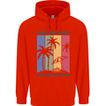 Beach Please Im on Vacation Funny Mens 80% Cotton Hoodie Bright Red