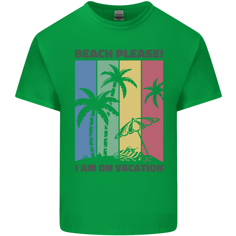 Beach Please Im on Vacation Funny Mens Cotton T-Shirt Tee Top Irish Green
