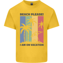 Beach Please Im on Vacation Funny Mens Cotton T-Shirt Tee Top Yellow