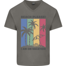 Beach Please Im on Vacation Funny Mens V-Neck Cotton T-Shirt Charcoal