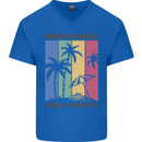 Beach Please Im on Vacation Funny Mens V-Neck Cotton T-Shirt Royal Blue