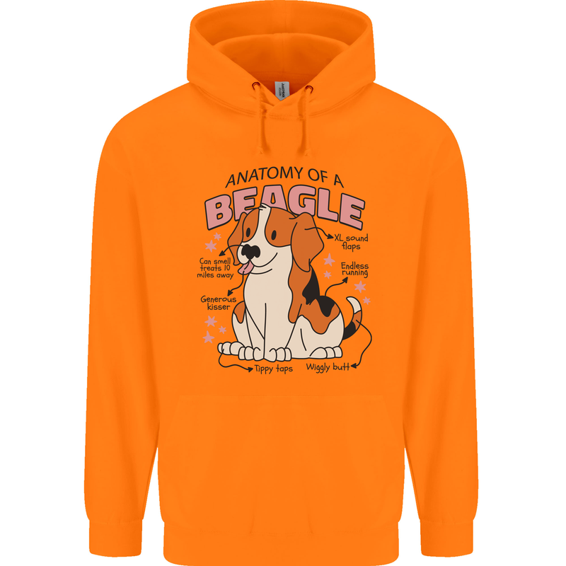 Beagle Anatomy Funny Dog Childrens Kids Hoodie Orange