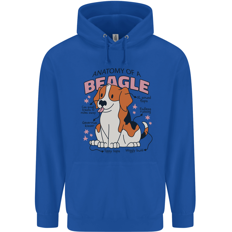 Beagle Anatomy Funny Dog Childrens Kids Hoodie Royal Blue
