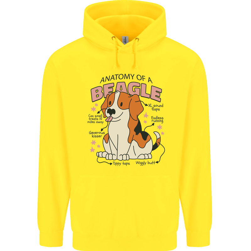 Beagle Anatomy Funny Dog Childrens Kids Hoodie Yellow