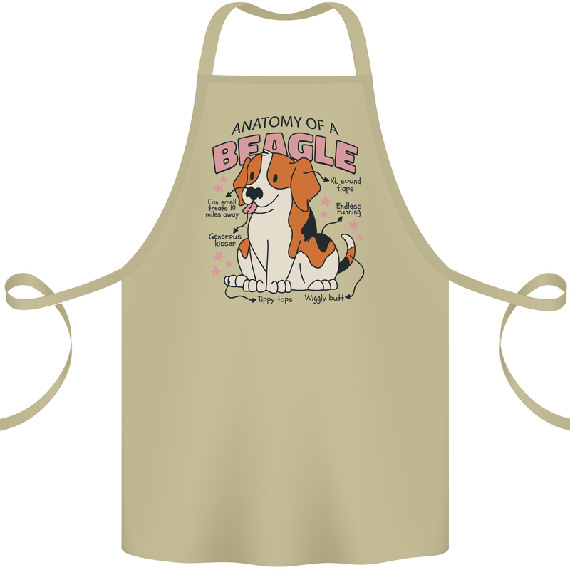 Beagle Anatomy Funny Dog Cotton Apron 100% Organic Khaki