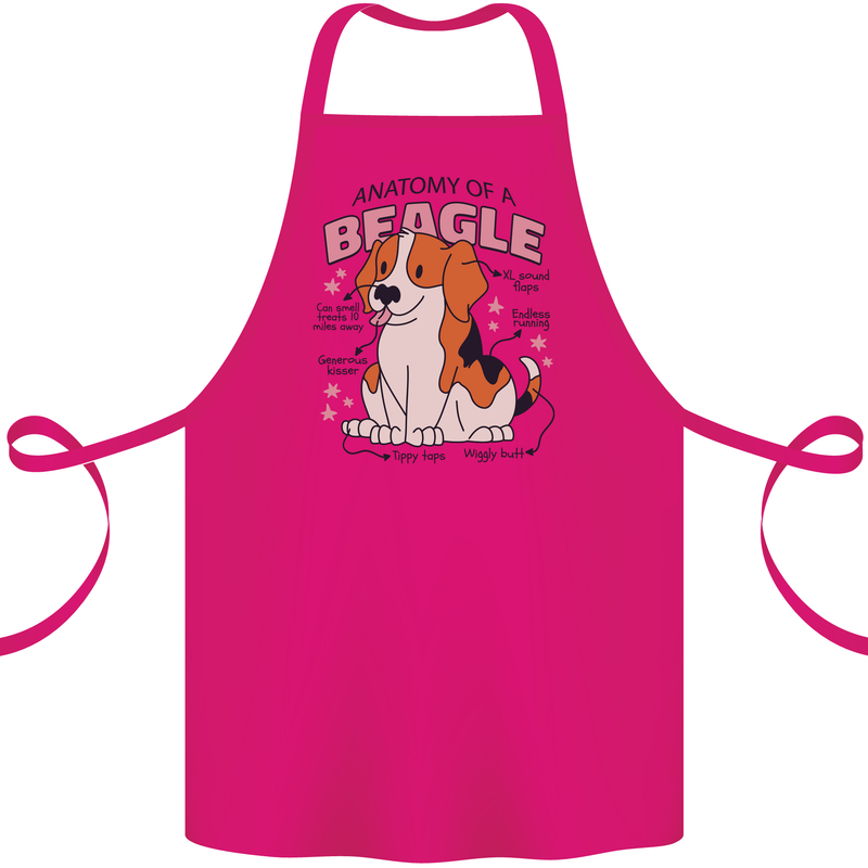 Beagle Anatomy Funny Dog Cotton Apron 100% Organic Pink