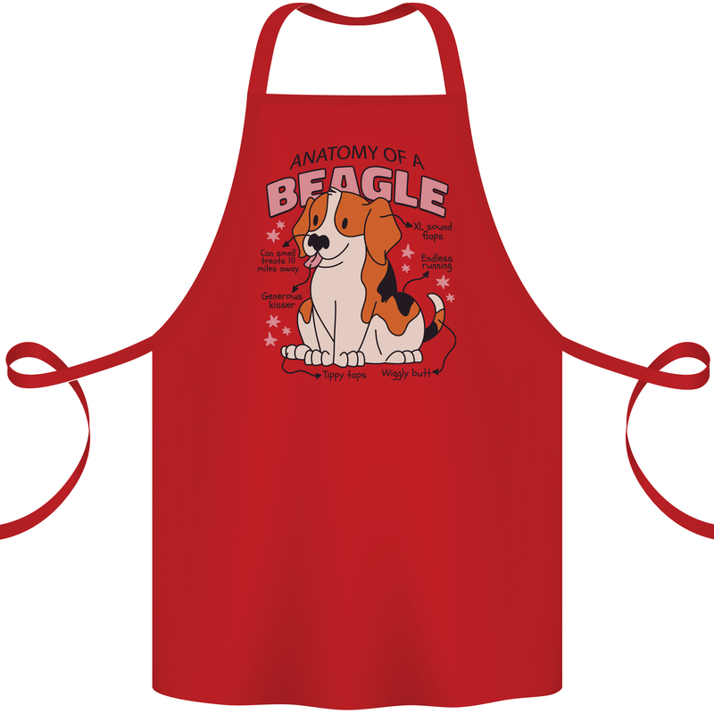 Beagle Anatomy Funny Dog Cotton Apron 100% Organic Red