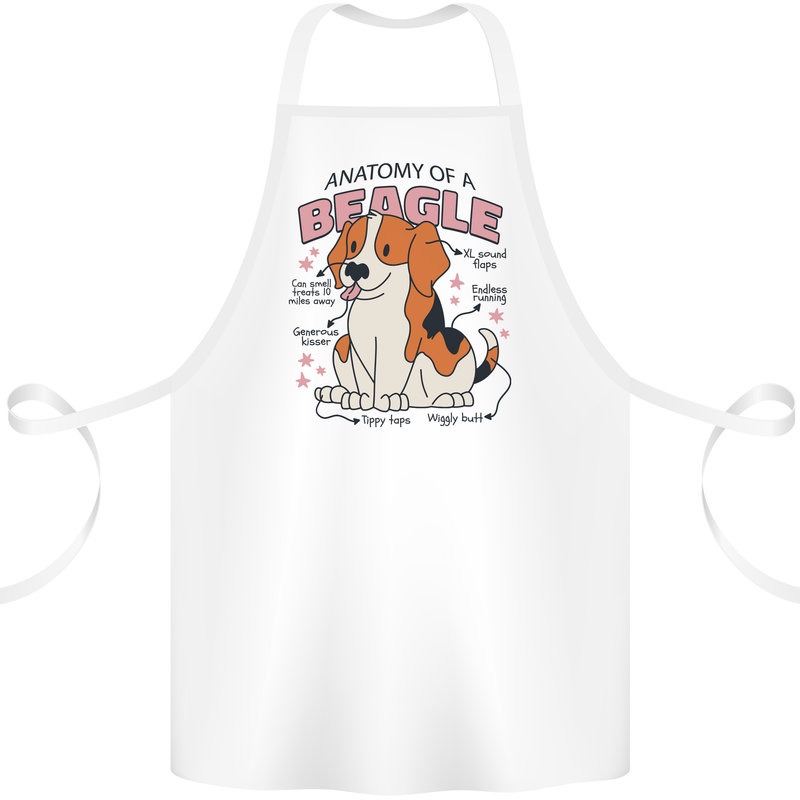 Beagle Anatomy Funny Dog Cotton Apron 100% Organic White
