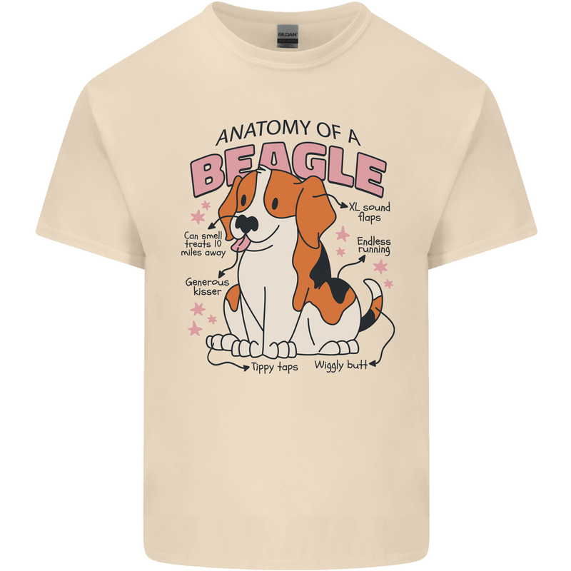 Beagle Anatomy Funny Dog Mens Cotton T-Shirt Tee Top Natural