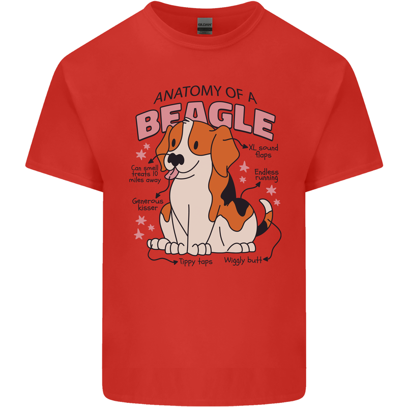 Beagle Anatomy Funny Dog Mens Cotton T-Shirt Tee Top Red