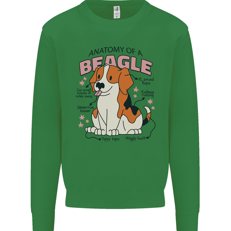Beagle Anatomy Funny Dog Mens Sweatshirt Jumper Irish Green