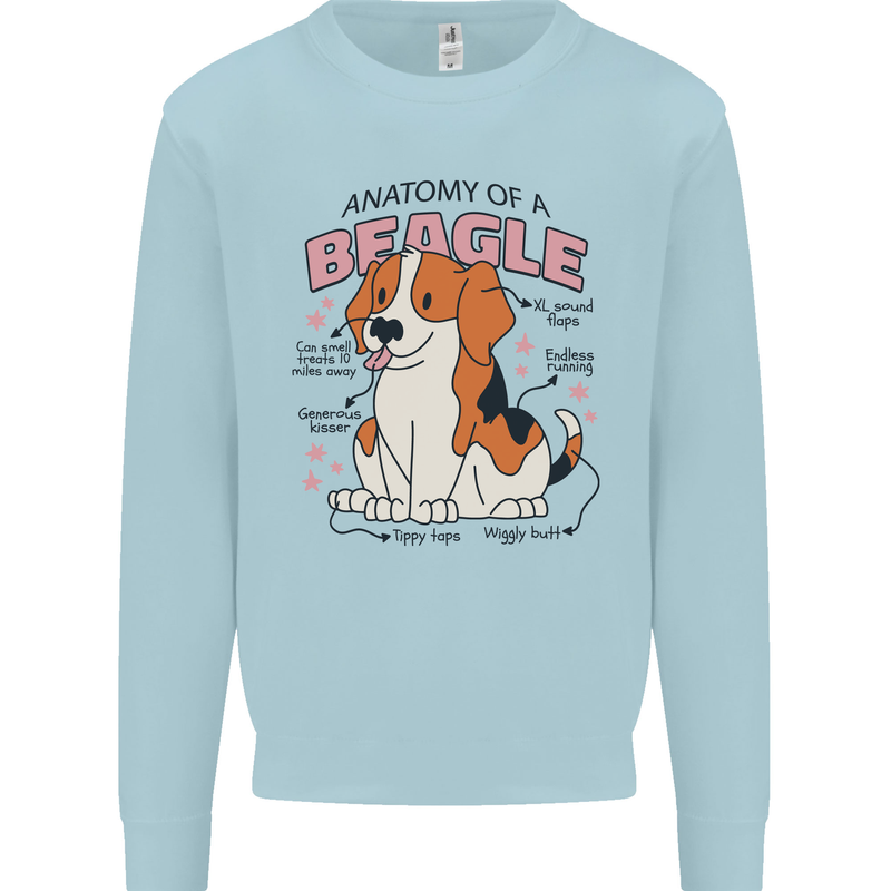 Beagle Anatomy Funny Dog Mens Sweatshirt Jumper Light Blue