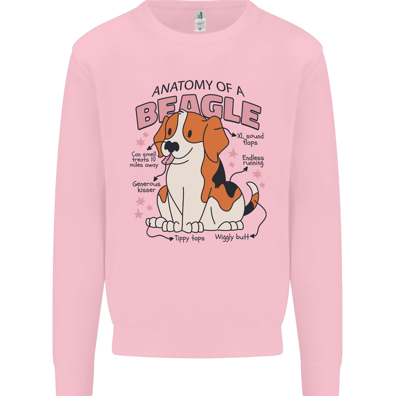 Beagle Anatomy Funny Dog Mens Sweatshirt Jumper Light Pink