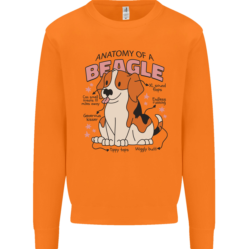 Beagle Anatomy Funny Dog Mens Sweatshirt Jumper Orange