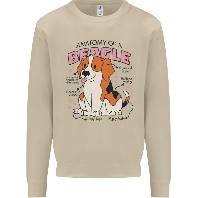 Beagle Anatomy Funny Dog Mens Sweatshirt Jumper Sand