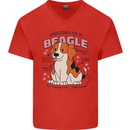 Beagle Anatomy Funny Dog Mens V-Neck Cotton T-Shirt Red
