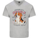 Beagle Anatomy Funny Dog Mens V-Neck Cotton T-Shirt Sports Grey