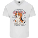 Beagle Anatomy Funny Dog Mens V-Neck Cotton T-Shirt White