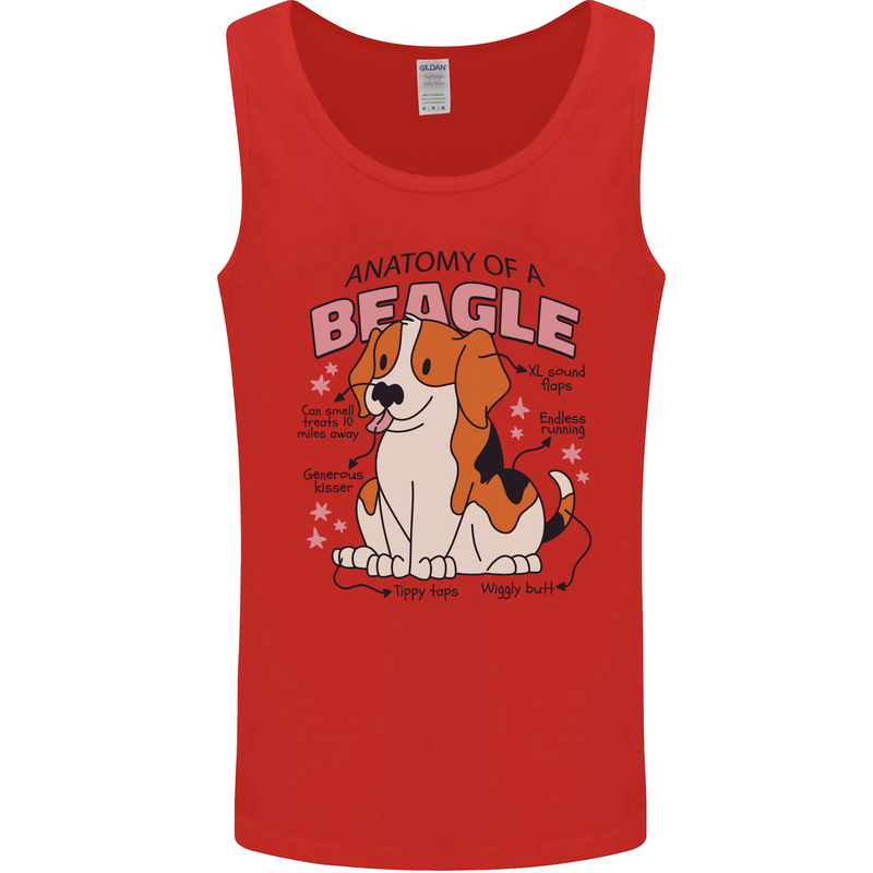 Beagle Anatomy Funny Dog Mens Vest Tank Top Red