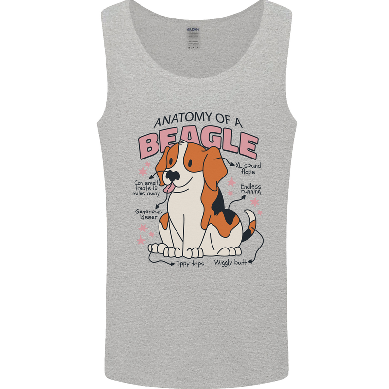 Beagle Anatomy Funny Dog Mens Vest Tank Top Sports Grey