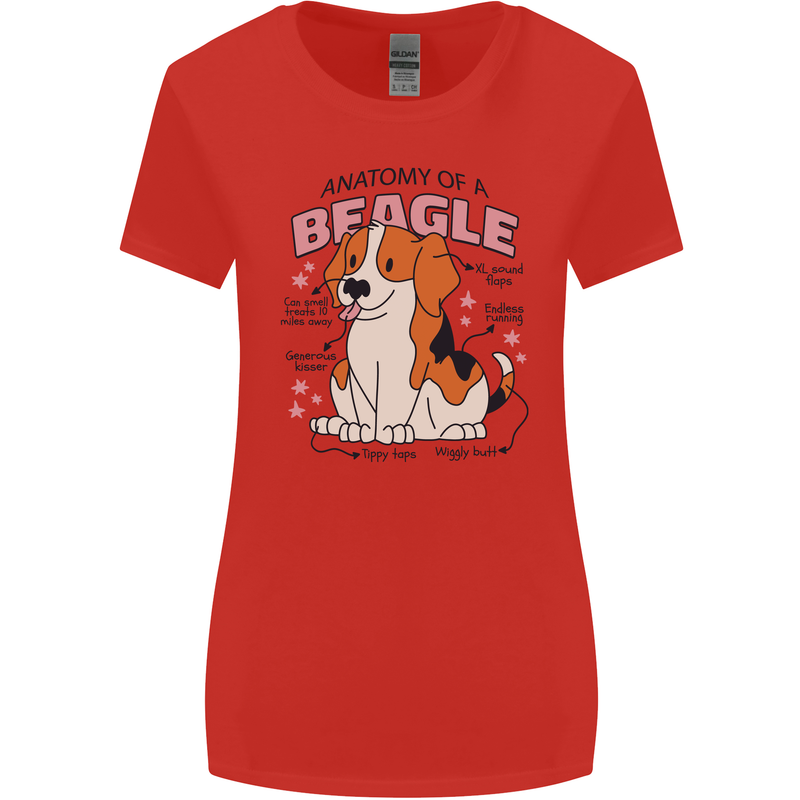 Beagle Anatomy Funny Dog Womens Wider Cut T-Shirt Red