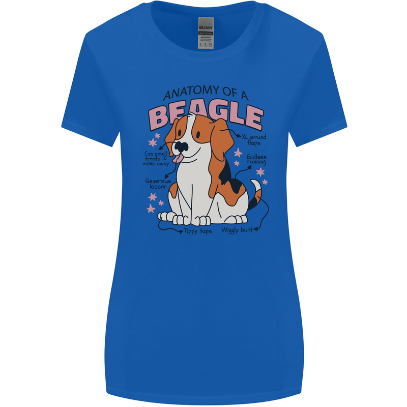 Beagle Anatomy Funny Dog Womens Wider Cut T-Shirt Royal Blue