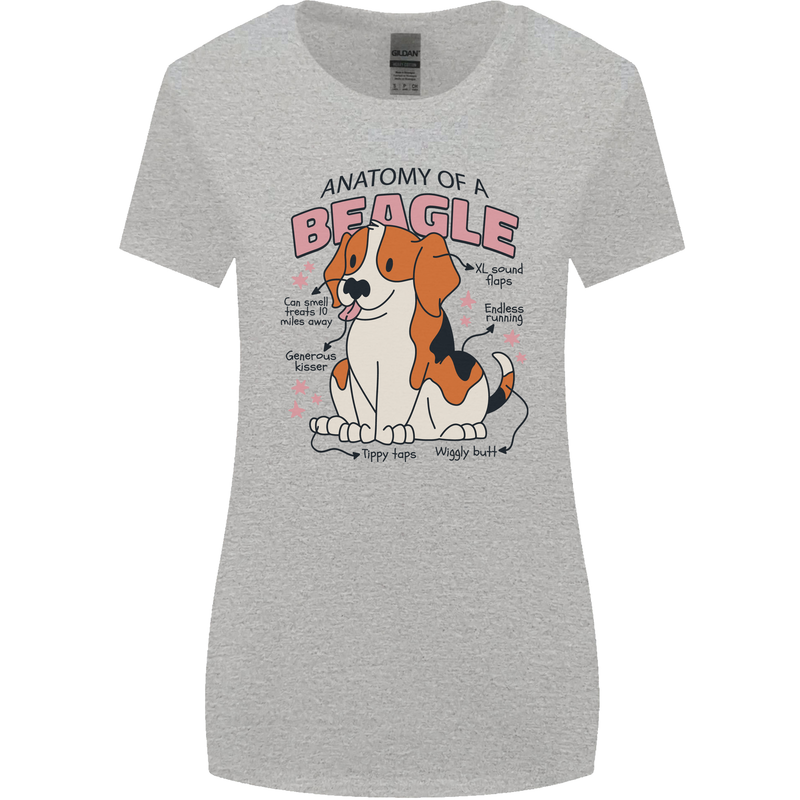 Beagle Anatomy Funny Dog Womens Wider Cut T-Shirt Sports Grey