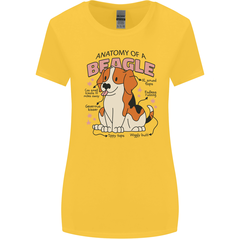 Beagle Anatomy Funny Dog Womens Wider Cut T-Shirt Yellow