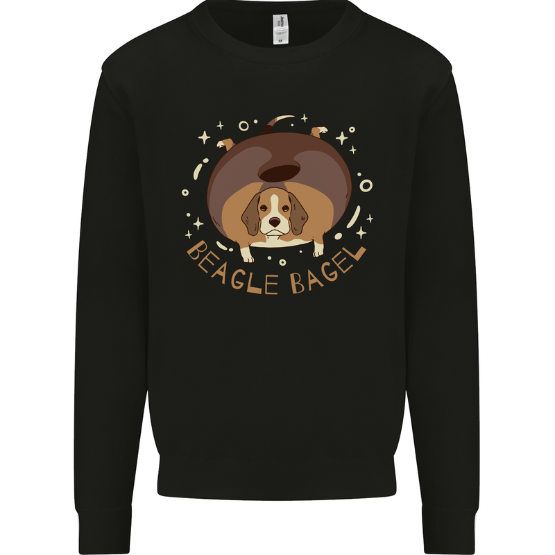 Beagle Bagel Funny Dog Kids Sweatshirt Jumper Black