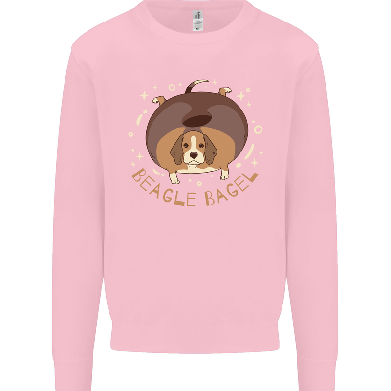 Beagle Bagel Funny Dog Kids Sweatshirt Jumper Light Pink