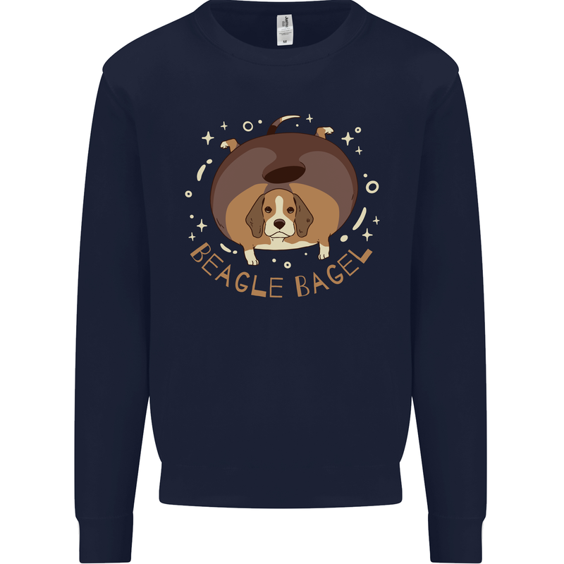 Beagle Bagel Funny Dog Kids Sweatshirt Jumper Navy Blue