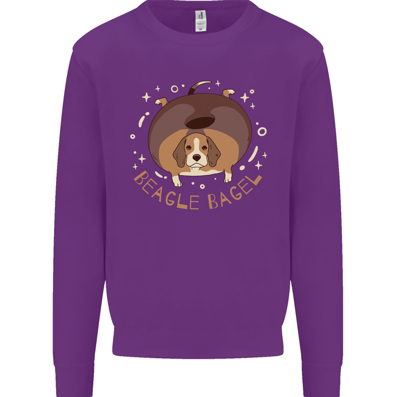 Beagle Bagel Funny Dog Kids Sweatshirt Jumper Purple