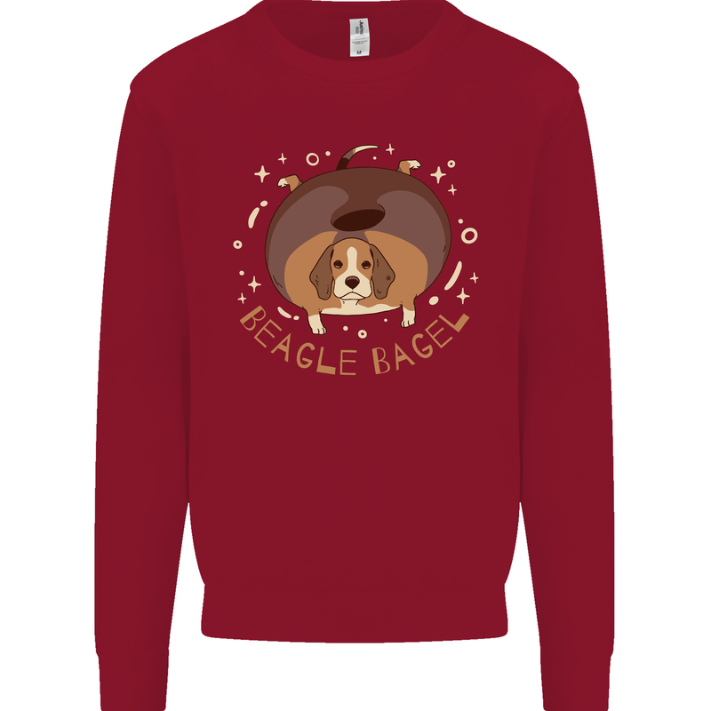 Beagle Bagel Funny Dog Kids Sweatshirt Jumper Red