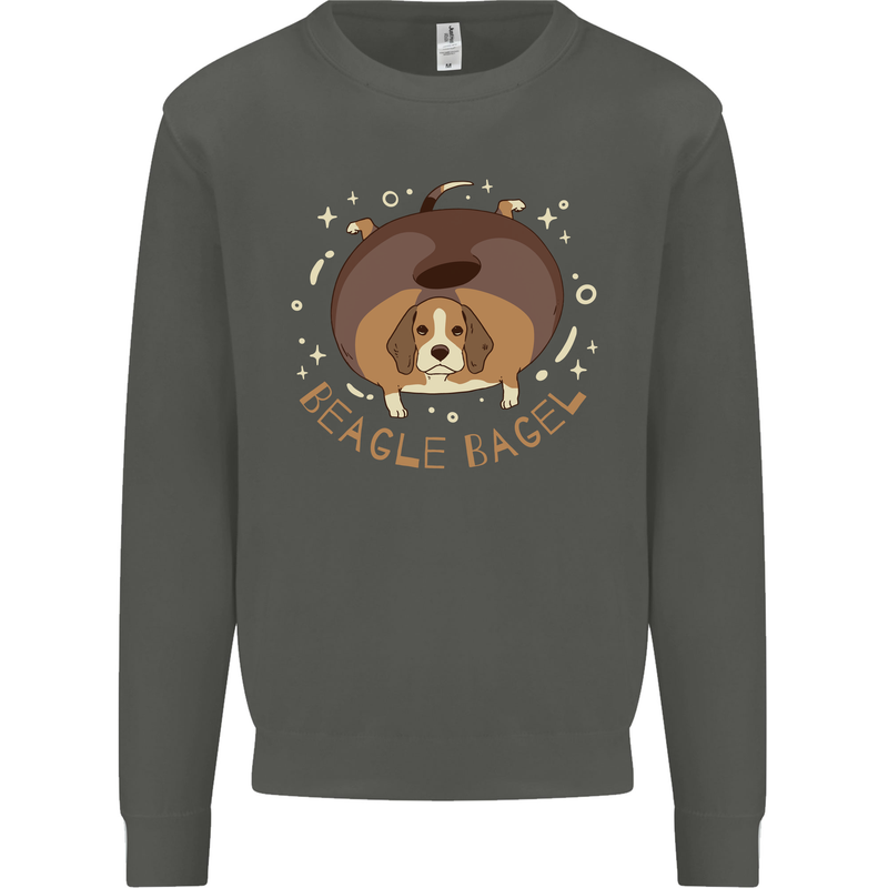 Beagle Bagel Funny Dog Kids Sweatshirt Jumper Storm Grey
